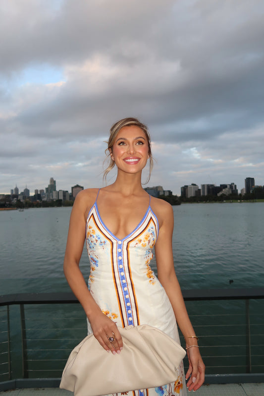 Zimmerman Halcyon Slip Dress Orange/Blue Floral