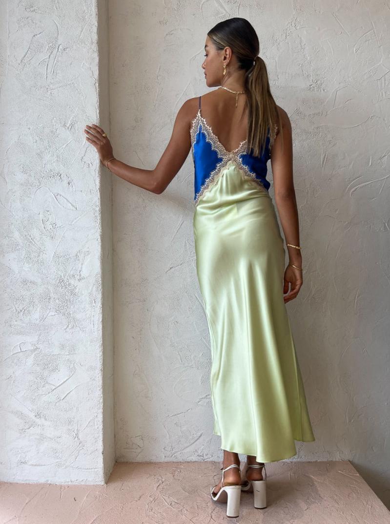 Ginia Sadie Dress in Lapis/Lime