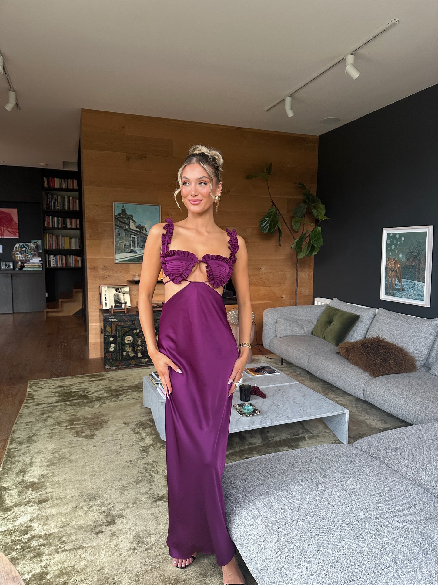 The Attico Amber Plum Hearts Dress