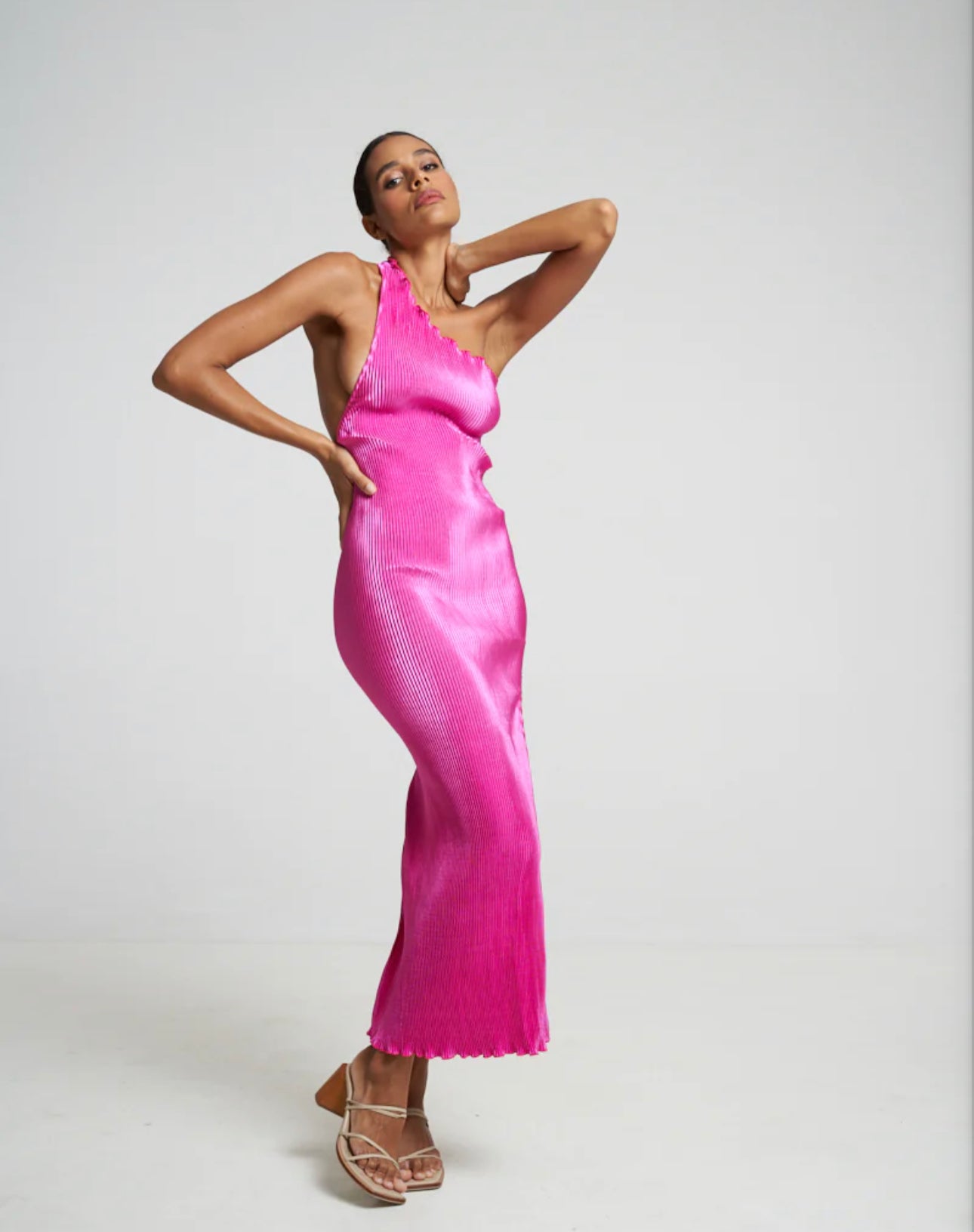 Naomi split gown - flamingo