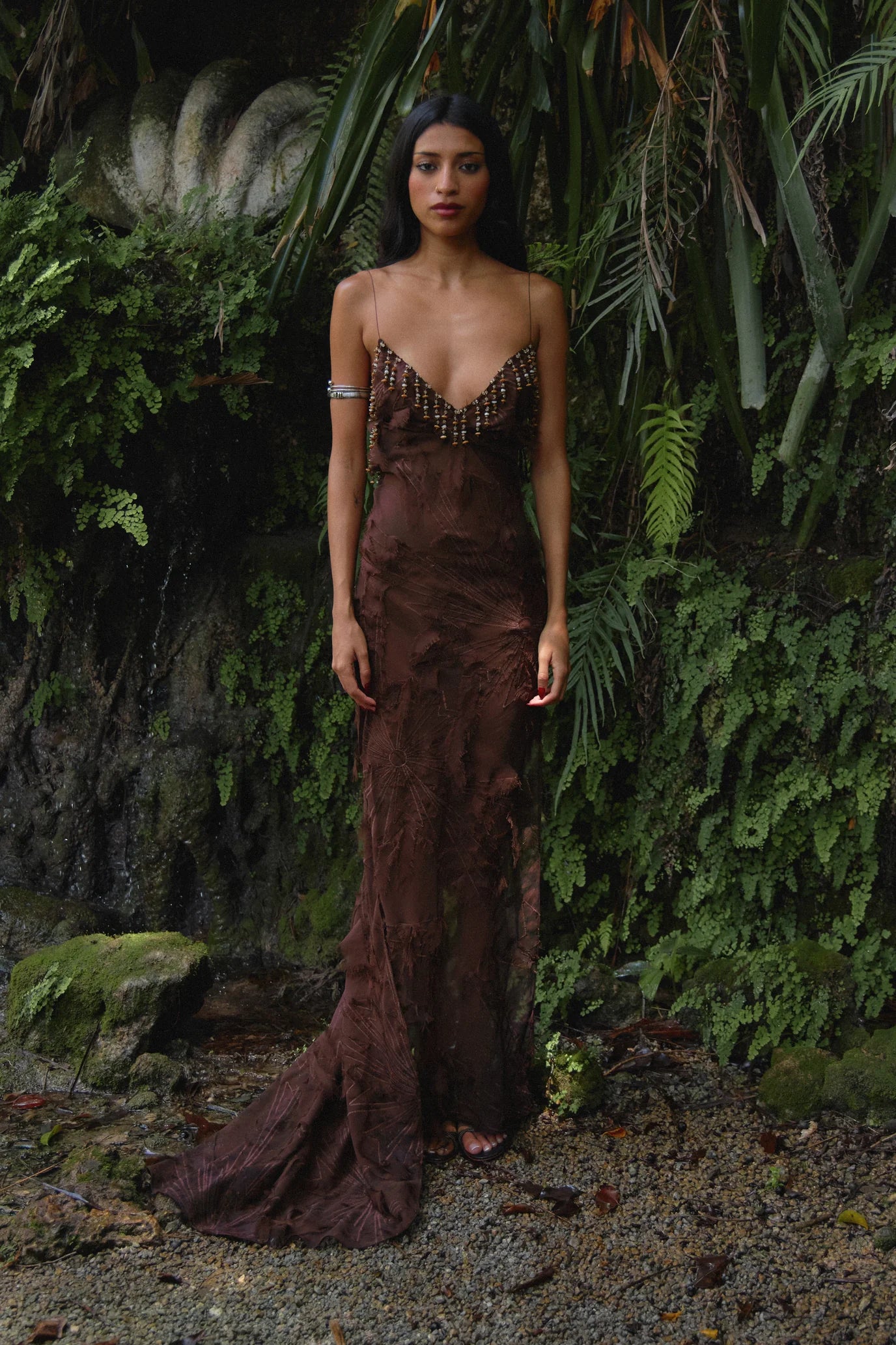 Mirror Palais - Feather Bias Dress in Soil